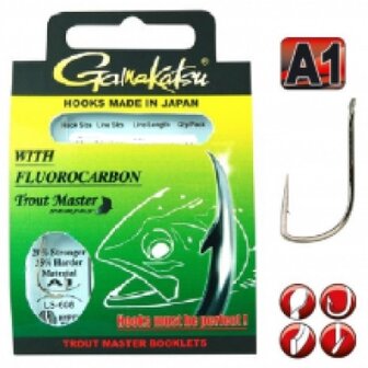 Gamakatsu fluocarbon forelrig 60cm, #8 of 10 met 0.16mm, 6 st