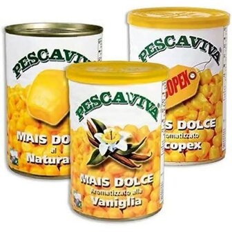 Blik Vismais Scopex geflavourd, sweetcorn 285g netto