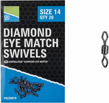 Preston Diamond eye match swivels, wartels 20 st 