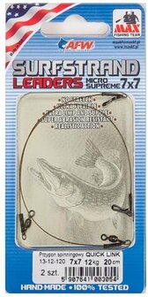 Handgemaakte Surfstrand leader 1x7, 25 cm,7kg   2 st