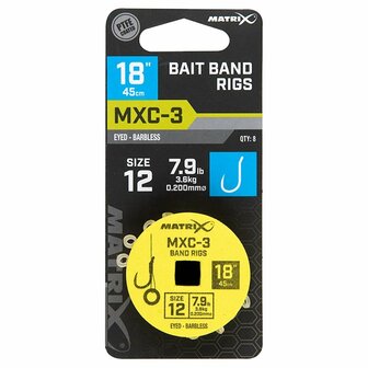 Matrix Bait Bands Rigs, mxc-3, eyed, barbless, 45 cm,  8 st