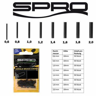 Spro Matt Black W-brass CRIMPS, 50 st    0.8x10mm